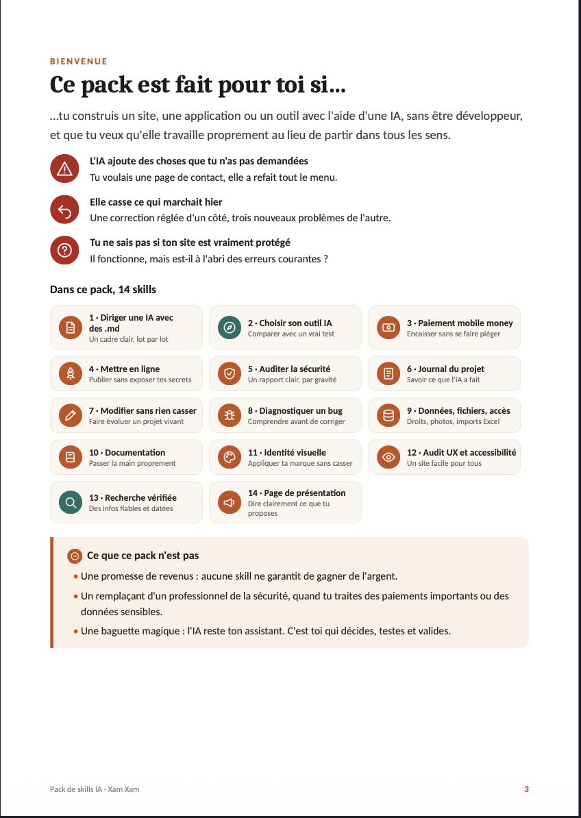 Aperçu, page 2 de Pack de Skills IA